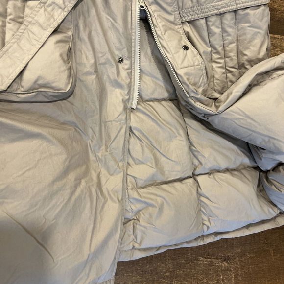 Long Duck Down Coat Parka Overcoat Unisex Men L / W XL 112 Vintage Natur Daunen - Picture 16 of 16